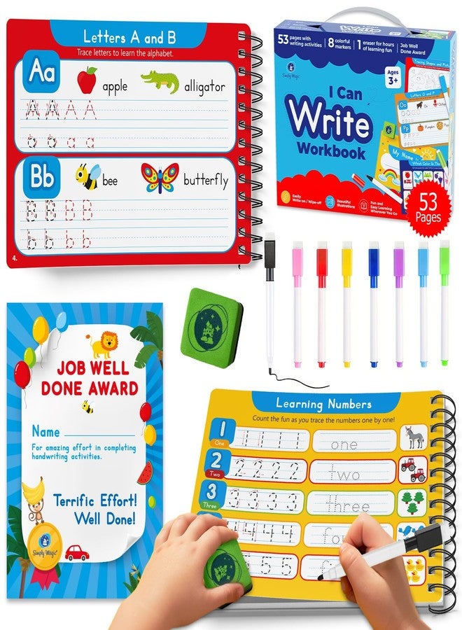 Simply magic 53 PCS Simply Magic I Can Write Tracing Book for Kids Ages 3-5, Dry Erase Letter Tracing Preschool WorkBook, Alphabet ABC Tracing, Toddler Handwriting Practice, Dry Erase Preschool Learning Activities - Image 1